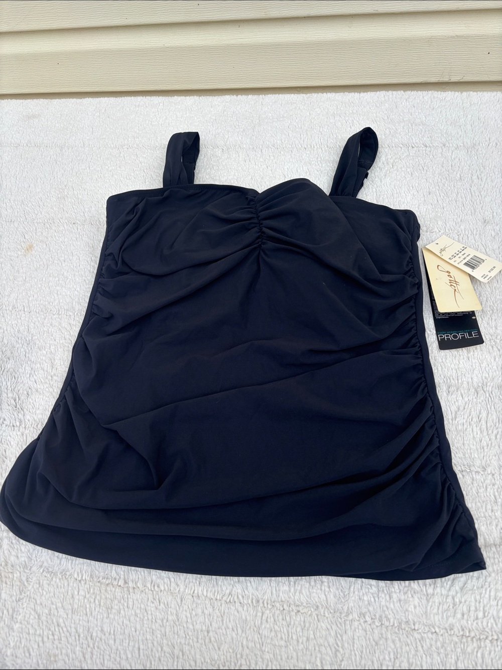 Profile Black Tankini Swim Top with Shirred Detail